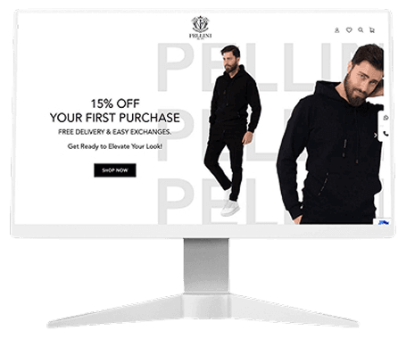 Pellini e-commerce website on desktop monitor